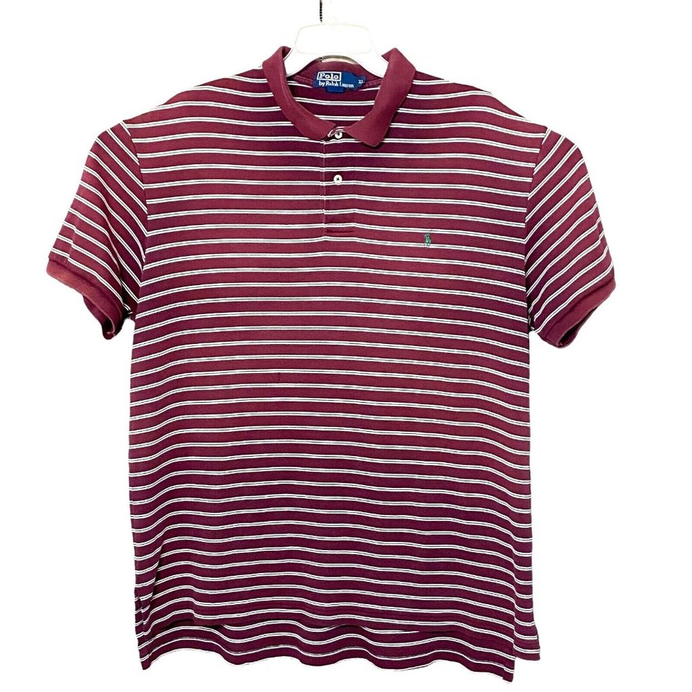 Polo Ralph Lauren Polo Shirt Adult XL Red White Striped 100% Cotton Read‎ Cond